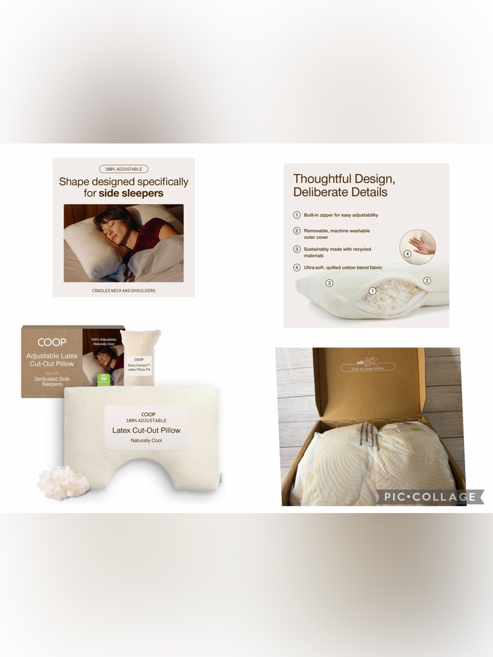 Coop Home Goods Adjustable Latex Cut-Out Pillow Queen